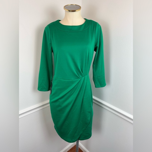 The Limited Dresses & Skirts - THE LIMITED Green Long Sleeve Side Ruching Business Career Dress NWT | Size 4